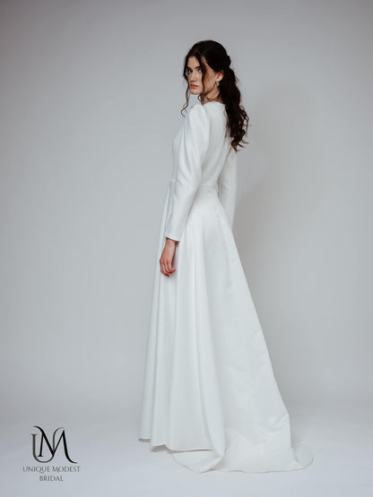 Savana - Classic Modest Bridal Gown with Long Sleeves and A-Line Silhouette