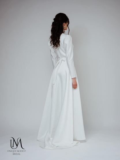 Savana - Classic Modest Bridal Gown with Long Sleeves and A-Line Silhouette