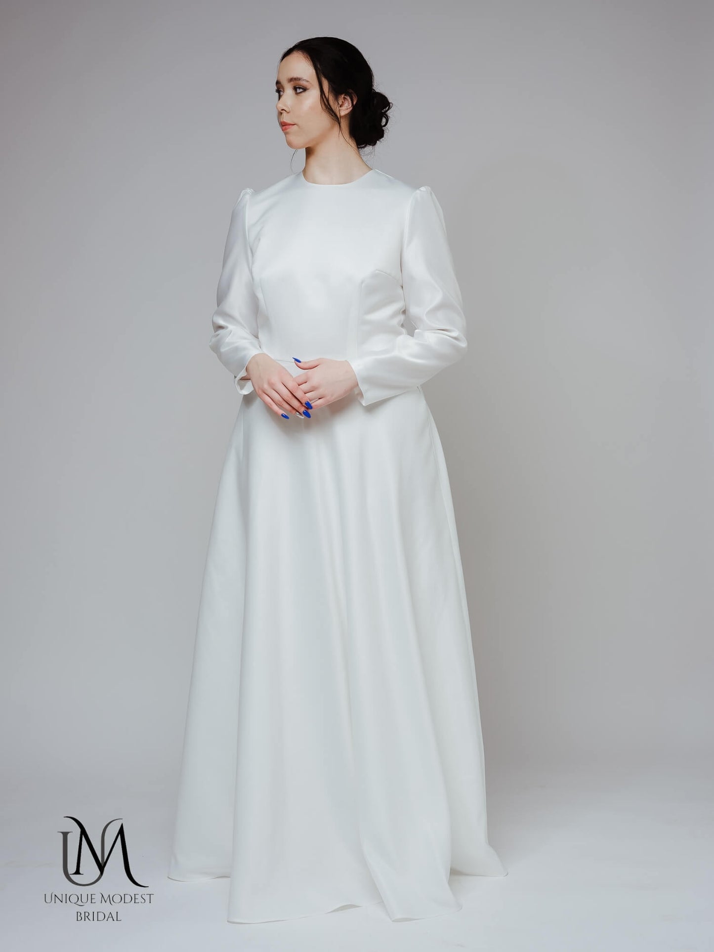 Savana – Modest Plus Size Satin Wedding Dress