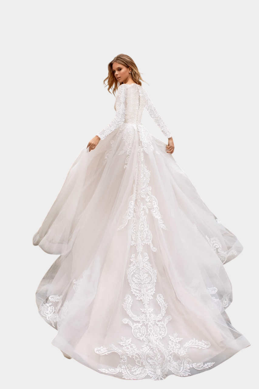 Timelessa - Elegant Satin Modest Wedding Dress