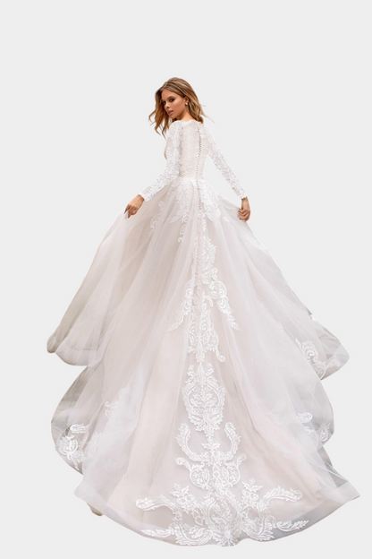 Timelessa - Elegant Satin Modest Wedding Dress